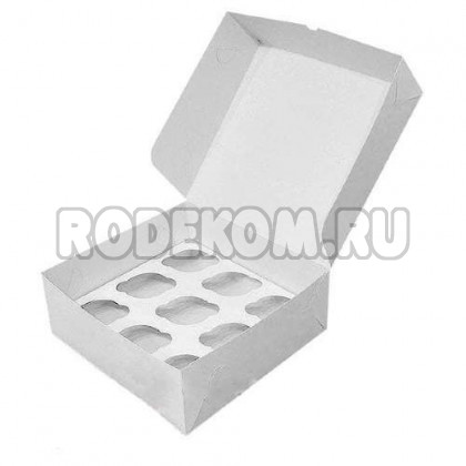 Упаковка на 9 капкейков - Белая, 25*25*h10см.