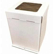 Коробка (42х42х45см) для торта - Белая, (с окном)
