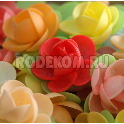 Вафельные цветы - Пионы 11 лепестков, Микс, 10шт. (10/13136)
