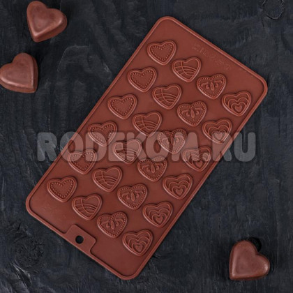 Силиконовая форма для конфет - Сердечки (114002)