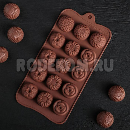 Силиконовая форма для конфет - Клумба цветов (1687507)