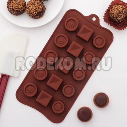 Силиконовая форма для конфет - Кружочки, квадратики (3624970)
