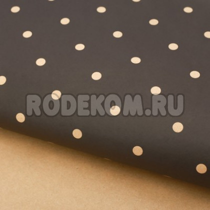 Бумага упаковочная "Черный горошек" 50*70 см. (2771486)