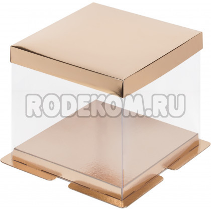 Коробка для торта с окном Золото 23*23*h22см.