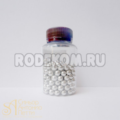 Сахарные бусинки - Серебряные перламутровые, 8мм. 50гр. (50/AI 28120/p)