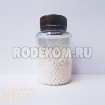 Сахарные бусинки - Белые перламутровые, 4мм. 50гр. (50/AI 28010/p)