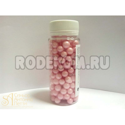 Сахарные бусинки - Розовые перламутровые, 8мм. 50гр. (50/AI 27979/p)