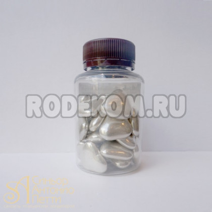 Сердца с шоколадной начинкой - Серебряные перламутровые, 50гр. (50/AI 24810/p)